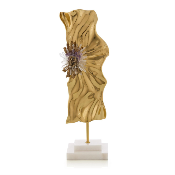 John Richard Abstract Ore Sculpture on Marble - Brass