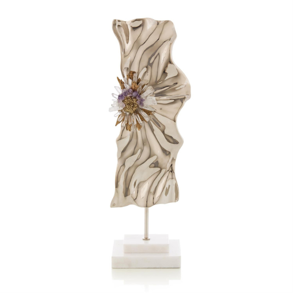 John Richard Abstract Ore Sculpture on Marble - Nickel