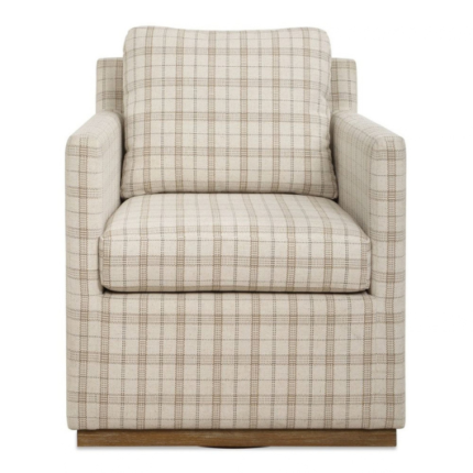 Uttermost Basie Swivel Chair, Taupe Plaid