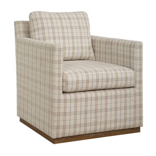 Uttermost Basie Swivel Chair, Taupe Plaid - Image 5
