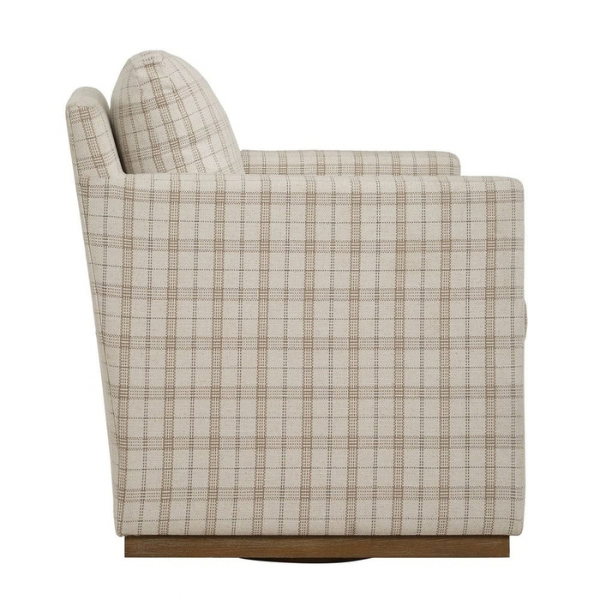 Uttermost Basie Swivel Chair, Taupe Plaid - Image 6