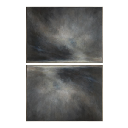John Richard Debra Ferrari's Big Sky No. 1-2 Diptych in a Classic Sterling Floater Frame