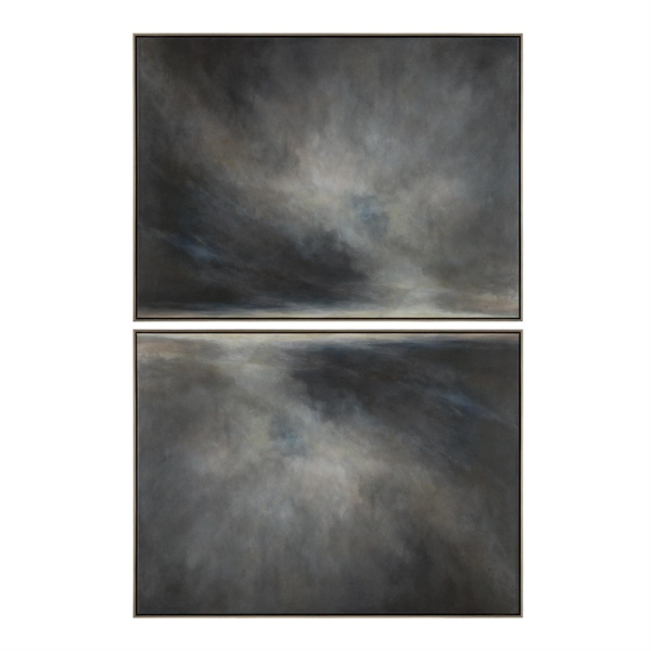 John Richard Debra Ferrari's Big Sky No. 1-2 Diptych in a Classic Sterling Floater Frame