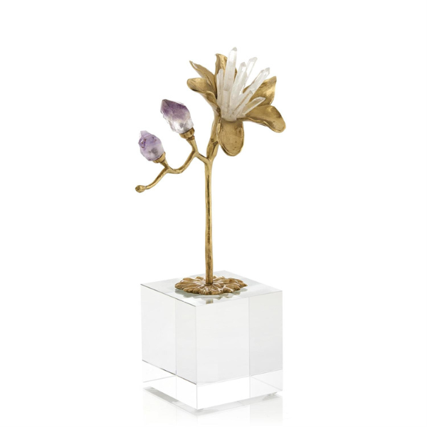 John Richard Embellished Blossom Sculpture on Crystal - Image 6