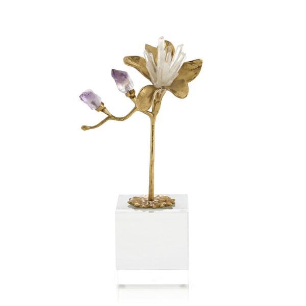 John Richard Embellished Blossom Sculpture on Crystal - Image 5