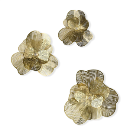 John Richard Golden Camellia Wall Art - Set of 3 Brass