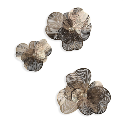 John Richard Golden Camellia Wall Art - Set of 3 Bronze