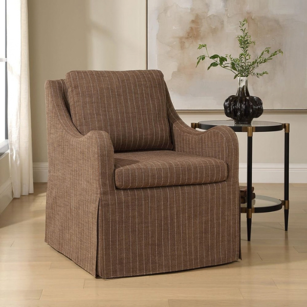 Uttermost Luisa Swivel Chair, Teak Stripe - Image 3