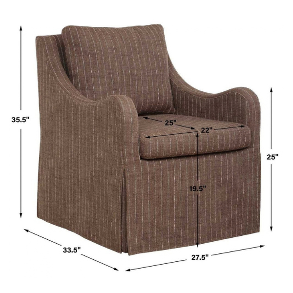 Uttermost Luisa Swivel Chair, Teak Stripe - Image 9
