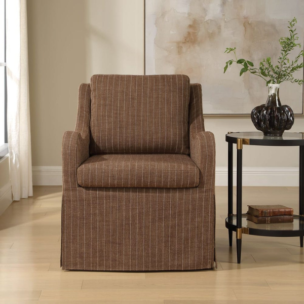 Uttermost Luisa Swivel Chair, Teak Stripe - Image 2