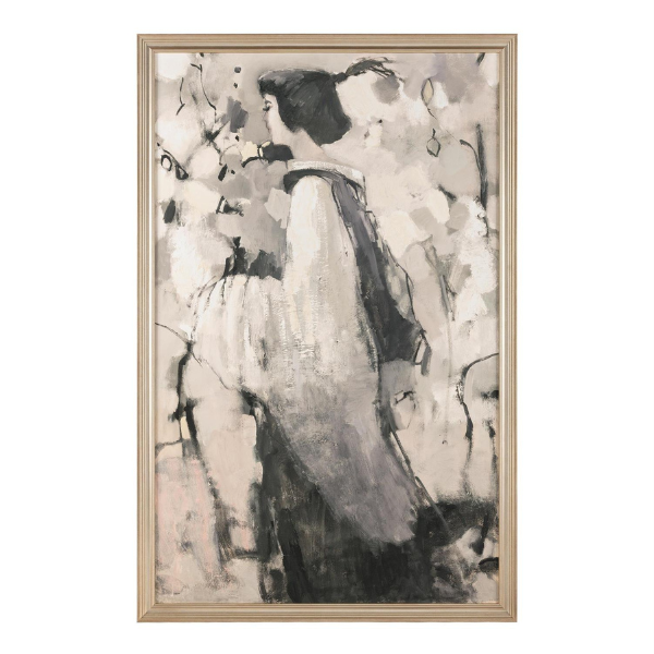 John Richard Mary Pratt's Geisha in Training in an Antique Silver Wood Frame in a Dark Sand Gallery Frame