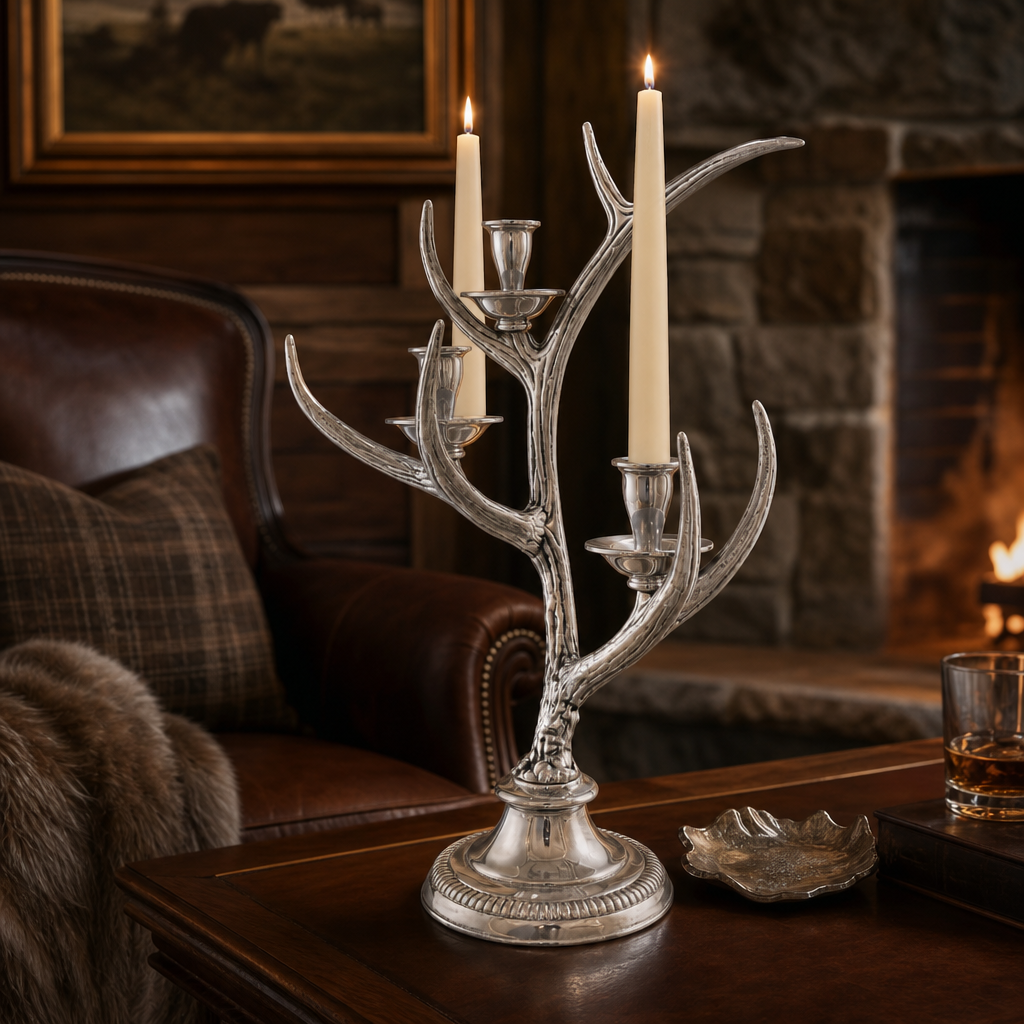 Arthur Court Three-Light Metal Antler Candlestick - Image 6