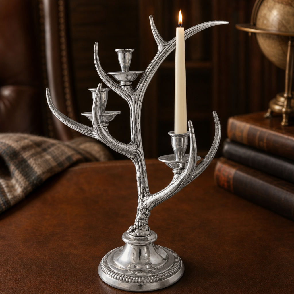 Arthur Court Three-Light Metal Antler Candlestick - Image 2