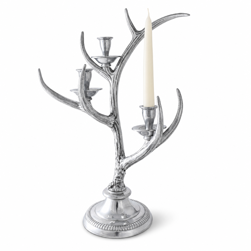 Arthur Court Three-Light Metal Antler Candlestick
