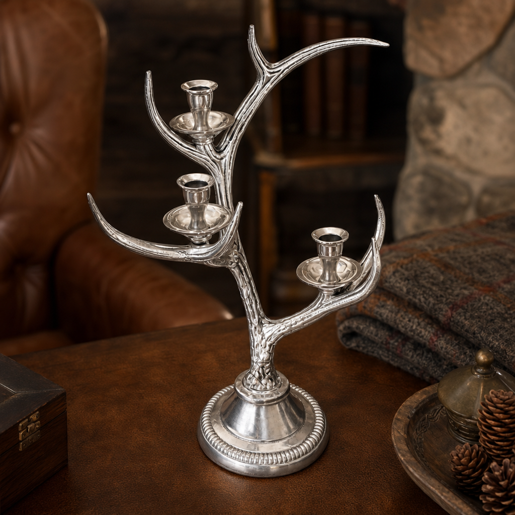 Arthur Court Three-Light Metal Antler Candlestick - Image 5