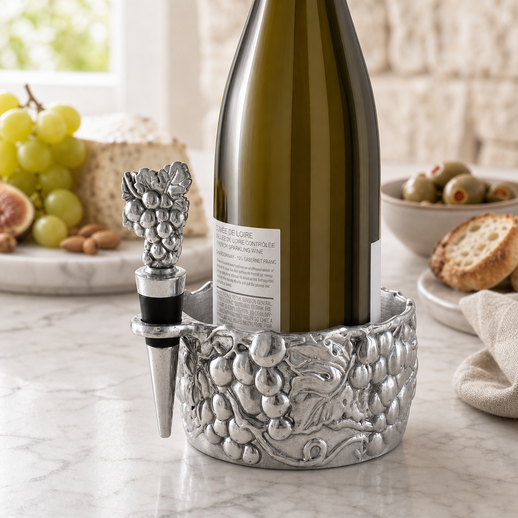 Arthur Court Grape Wine Caddy and Stopper Set - Image 5