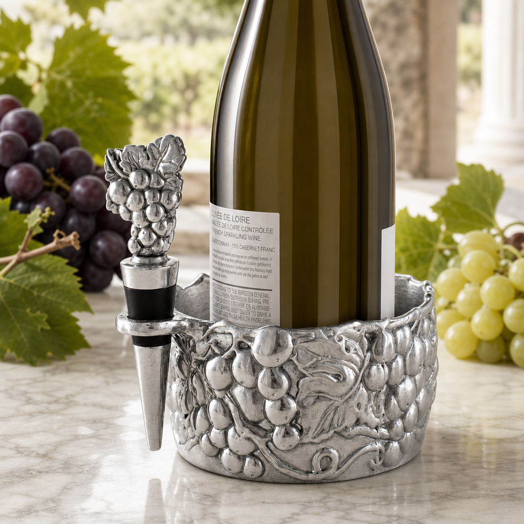 Arthur Court Grape Wine Caddy and Stopper Set - Image 3