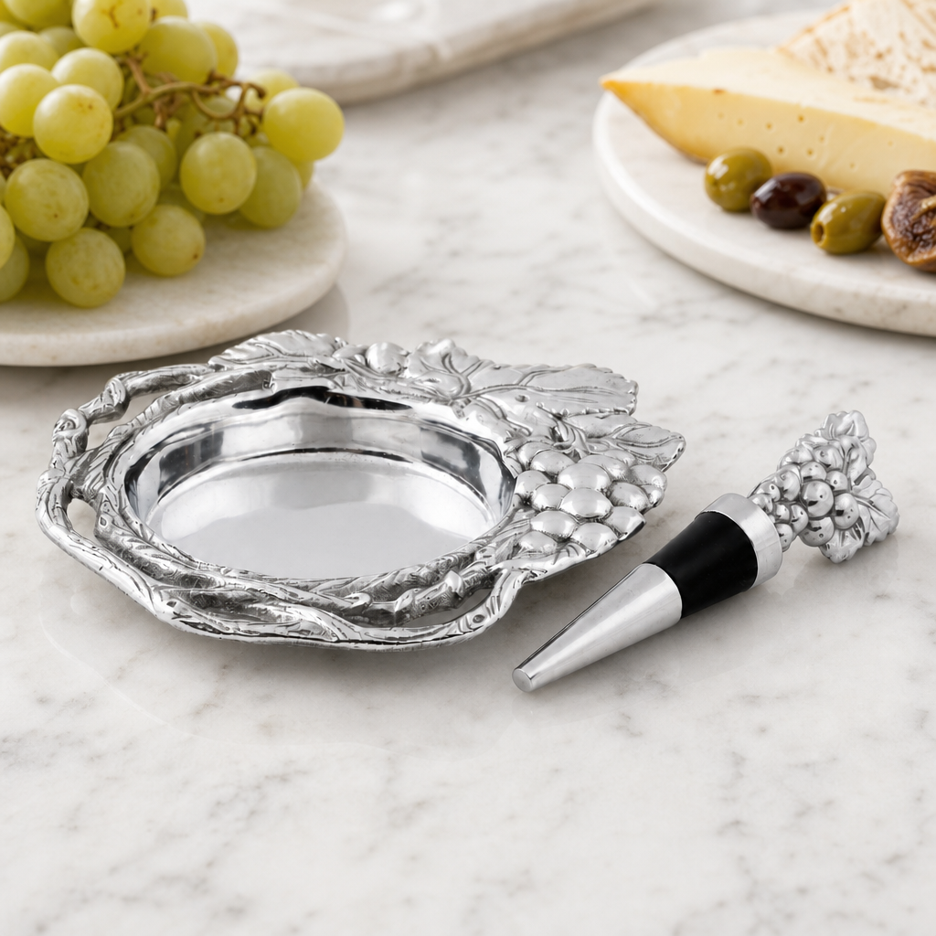 Arthur Court Grape Wine Coaster and Stopper Set - Image 4