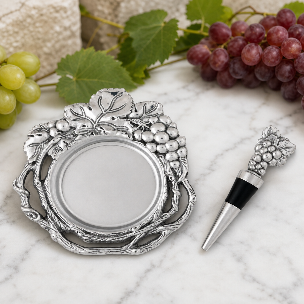 Arthur Court Grape Wine Coaster and Stopper Set - Image 3