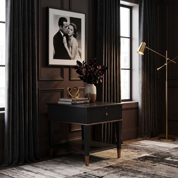 Boulevard Drawer End Table – Raven Black