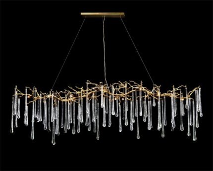 John-Richard Glass Teardrop Fourteen-Light Horizontal Chandelier