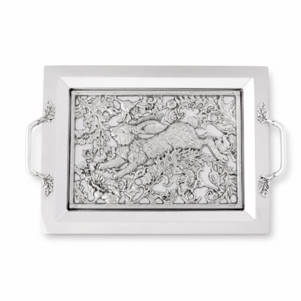Arthur Court Running Rabbit Glass Top Serving Tray