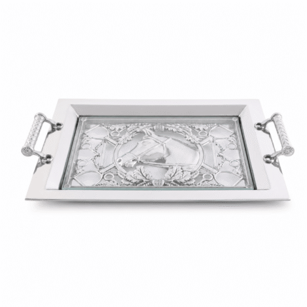 Arthur Court Equestrian Horse Glass Top Serving Tray
