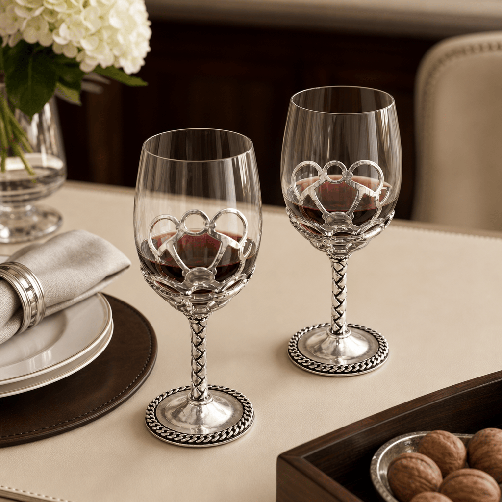 Arthur Court Equestrian Pair of Wine Glasses - Image 3