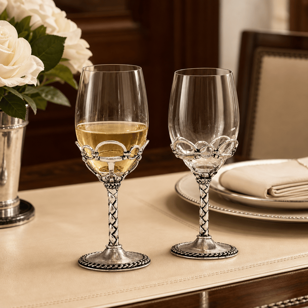 Arthur Court Equestrian Pair of Wine Glasses - Image 2