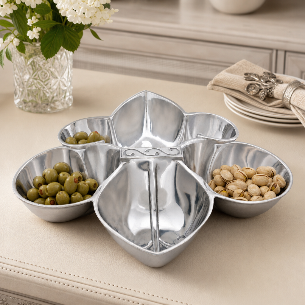 Arthur Court Fleur De Lis Serving Bowl 4 Compartment - Image 2