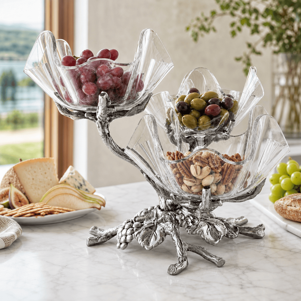 Arthur Court Grape Acrylic Bowls 3-Tiered Stand - Image 4