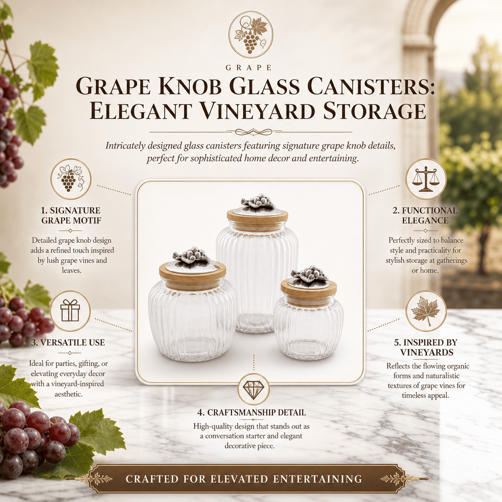 Arthur Court Grape Knob Glass Canisters - Image 5
