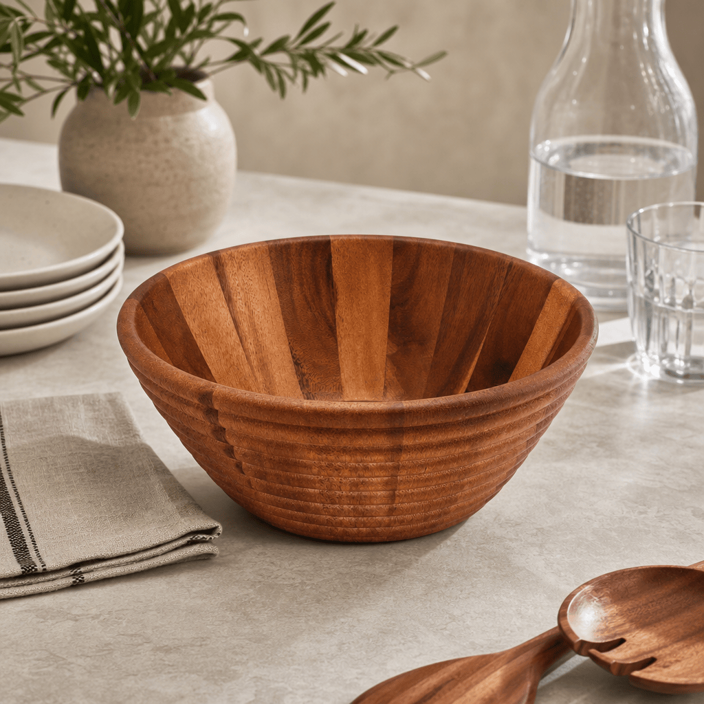 Arthur Court Bee Hive Style Wooden Acacia Salad Bowl Large - Image 2