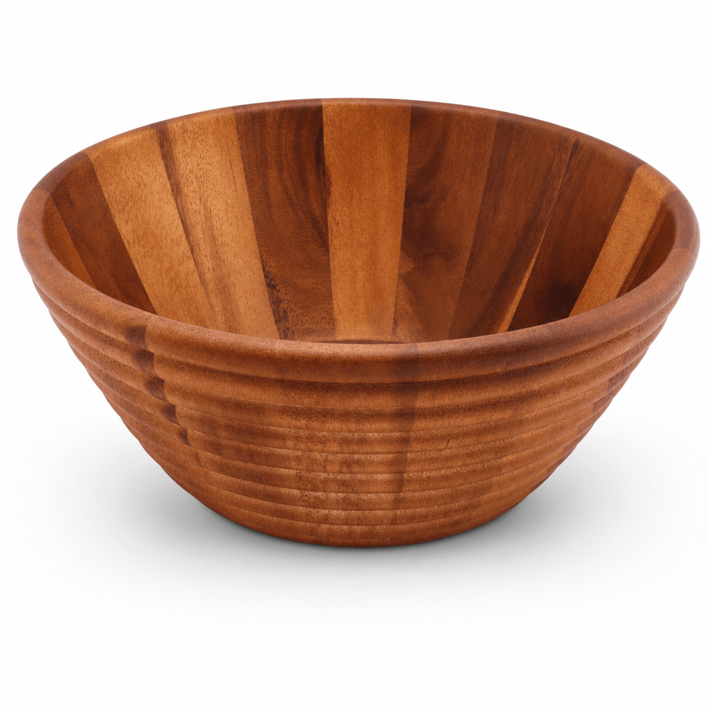 Arthur Court Bee Hive Style Wooden Acacia Salad Bowl Large