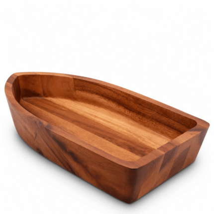 Arthur Court Boat Shape Acacia Wood Salad Bowl Large
