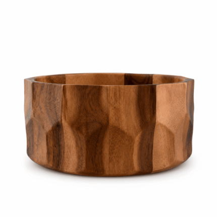 Arthur Court Diamond Pattern Large Acacia Wood Salad Bowl