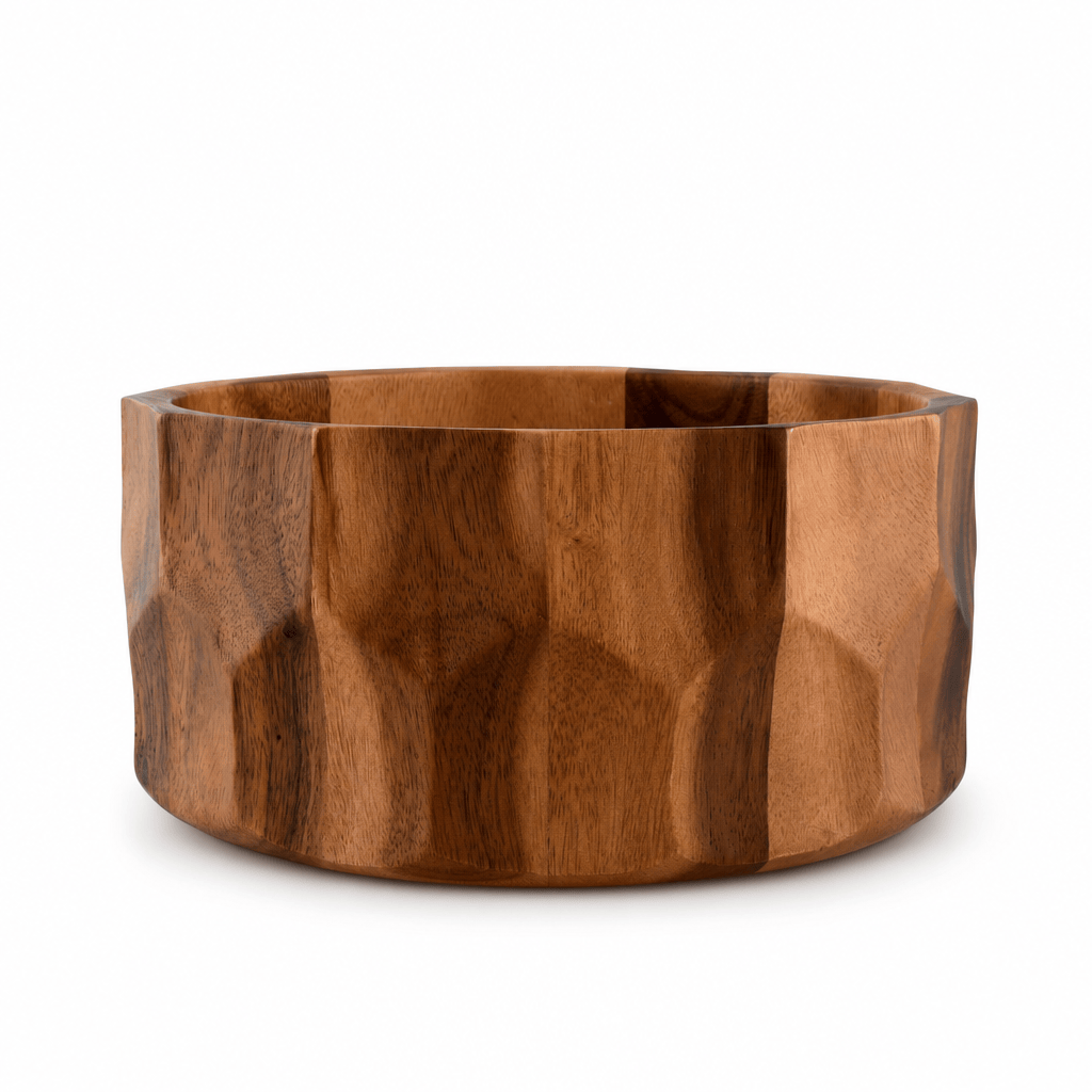 Arthur Court Diamond Pattern Large Acacia Wood Salad Bowl