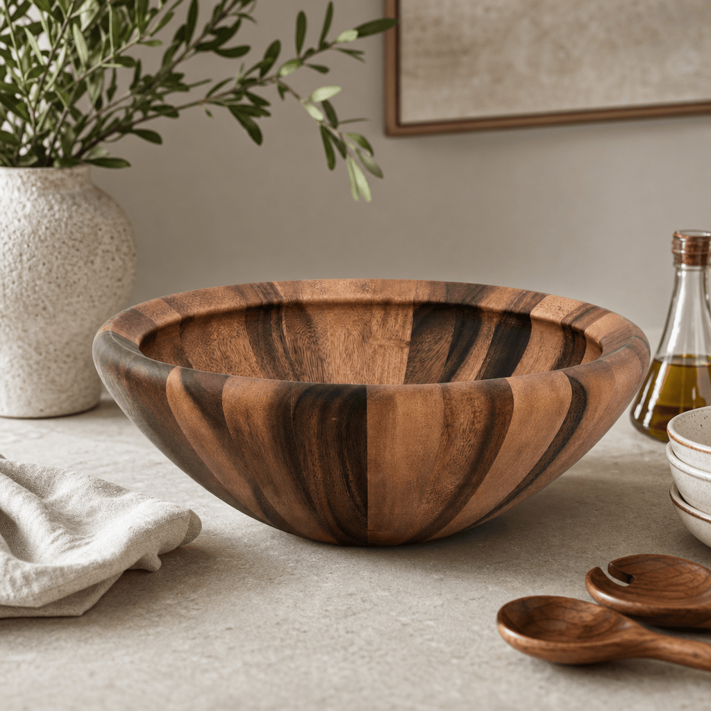 Arthur Court Salinas Style Wooden Acacia Salad Bowl Large - Image 2