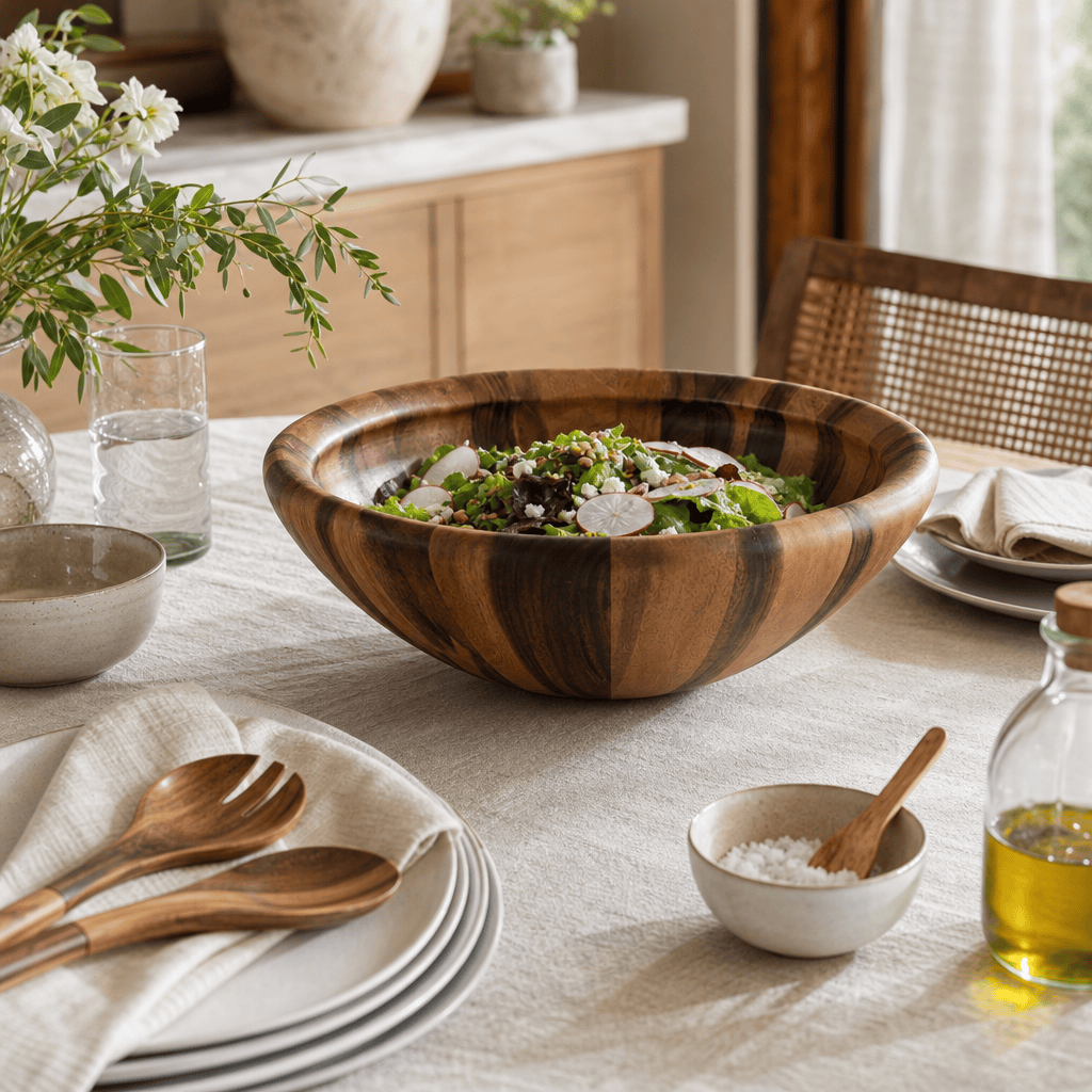 Arthur Court Salinas Style Wooden Acacia Salad Bowl Large - Image 6