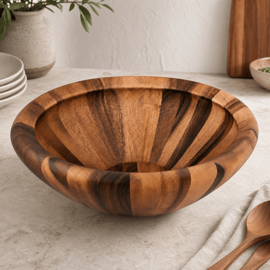 Arthur Court Salinas Style Wooden Acacia Salad Bowl Large - Image 3