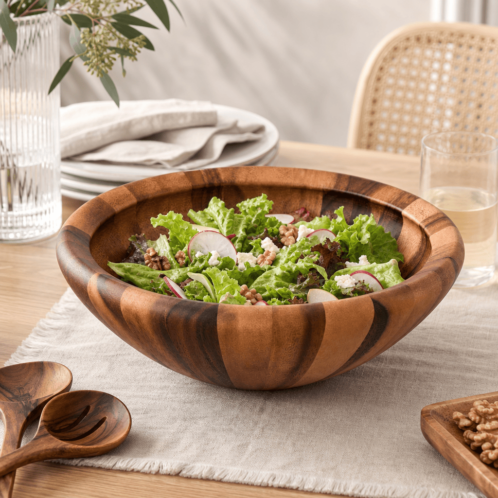 Arthur Court Salinas Style Wooden Acacia Salad Bowl Large - Image 5