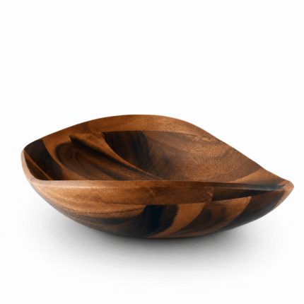 Arthur Court Wave Pattern Large Acacia Wood Salad Bowl