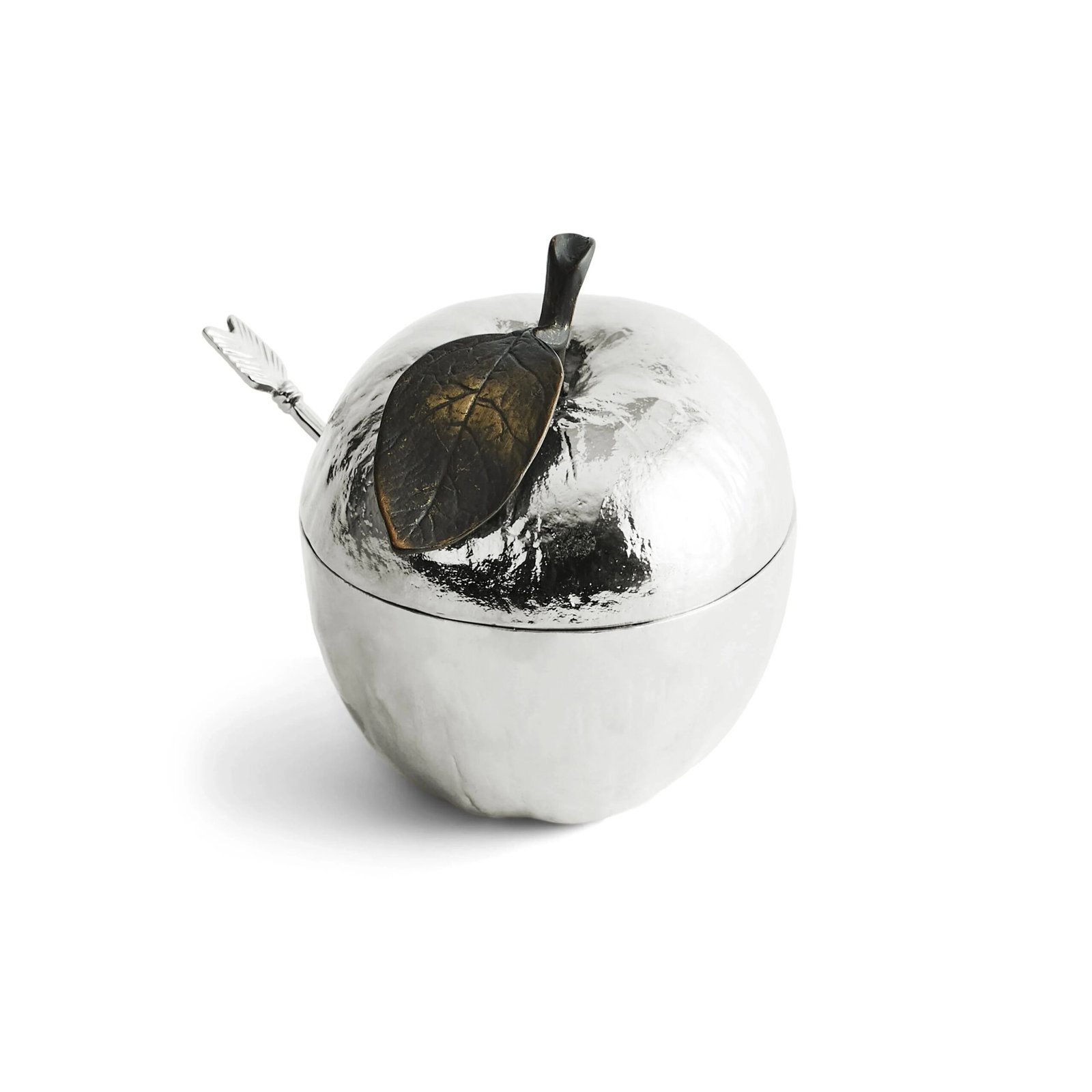 Michael Aram Apple Honey Pot with Spoon Nickelplate - Image 5