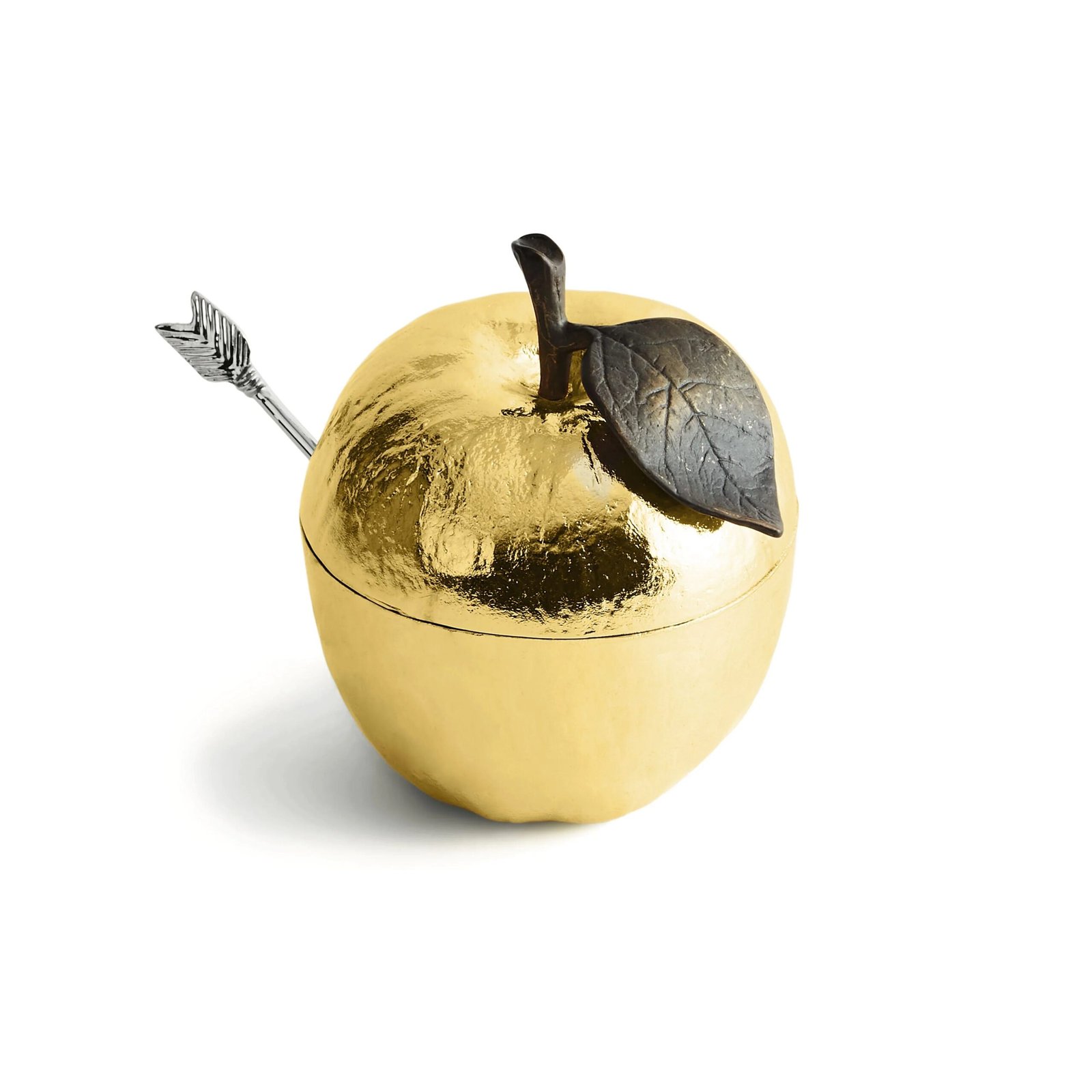 Michael Aram Apple Honey Pot with Spoon Nickelplate - Image 8