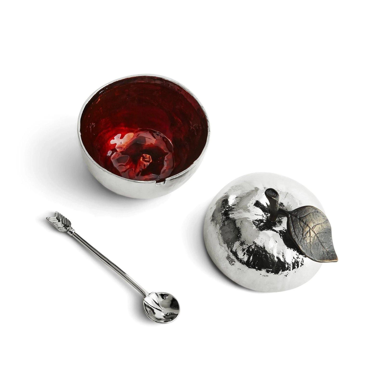 Michael Aram Apple Honey Pot with Spoon Nickelplate - Image 6