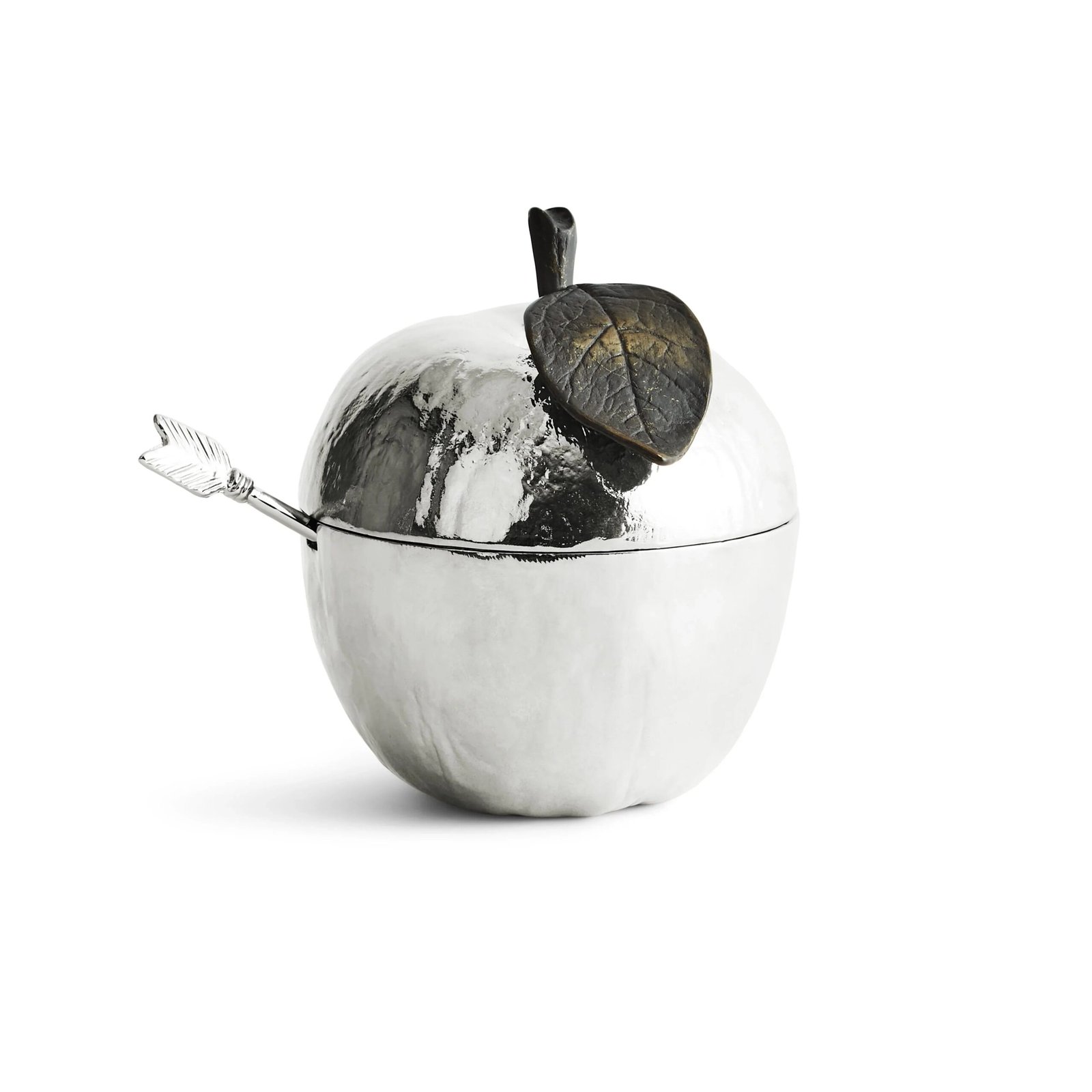 Michael Aram Apple Honey Pot with Spoon Nickelplate - Image 2