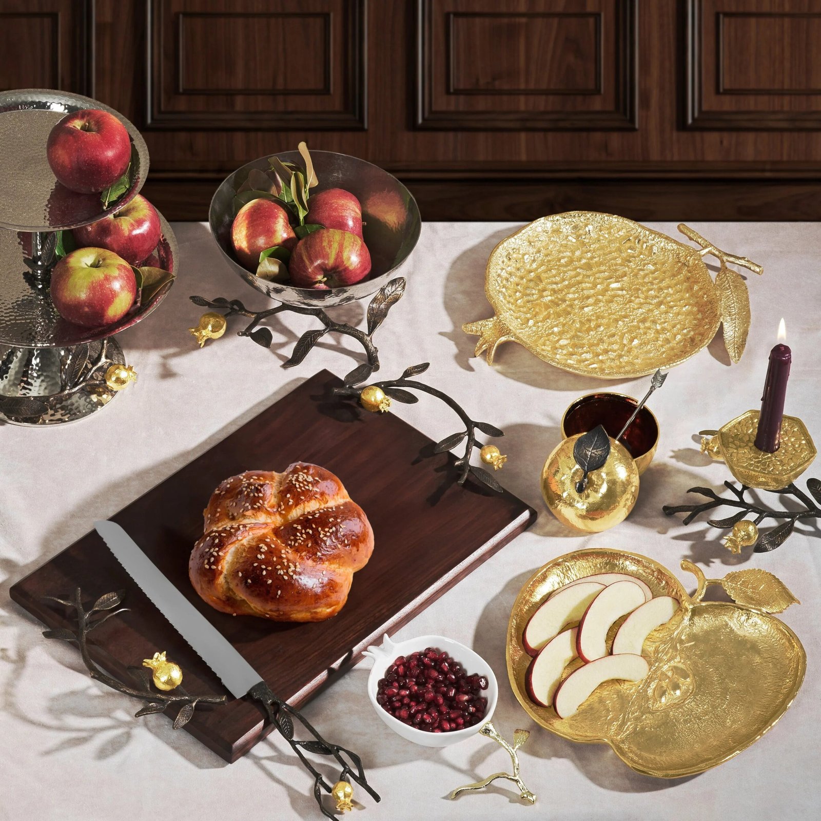 Michael Aram Apple Honey Pot with Spoon Nickelplate - Image 7